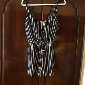 Forever 21 Navy blue w/ pink white striped romper